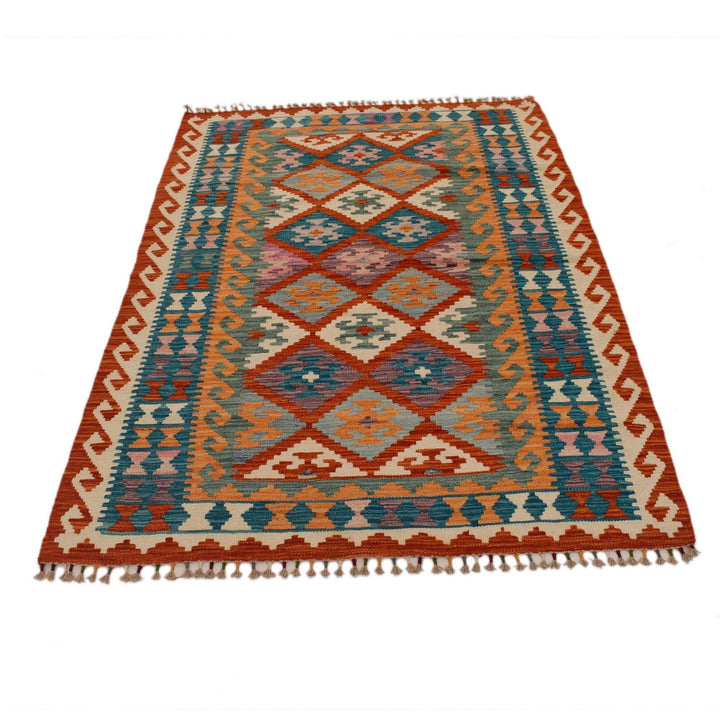 Handmade Turkish Design Wool Kilim 4' 0" x 5' 9" - No. AL64878