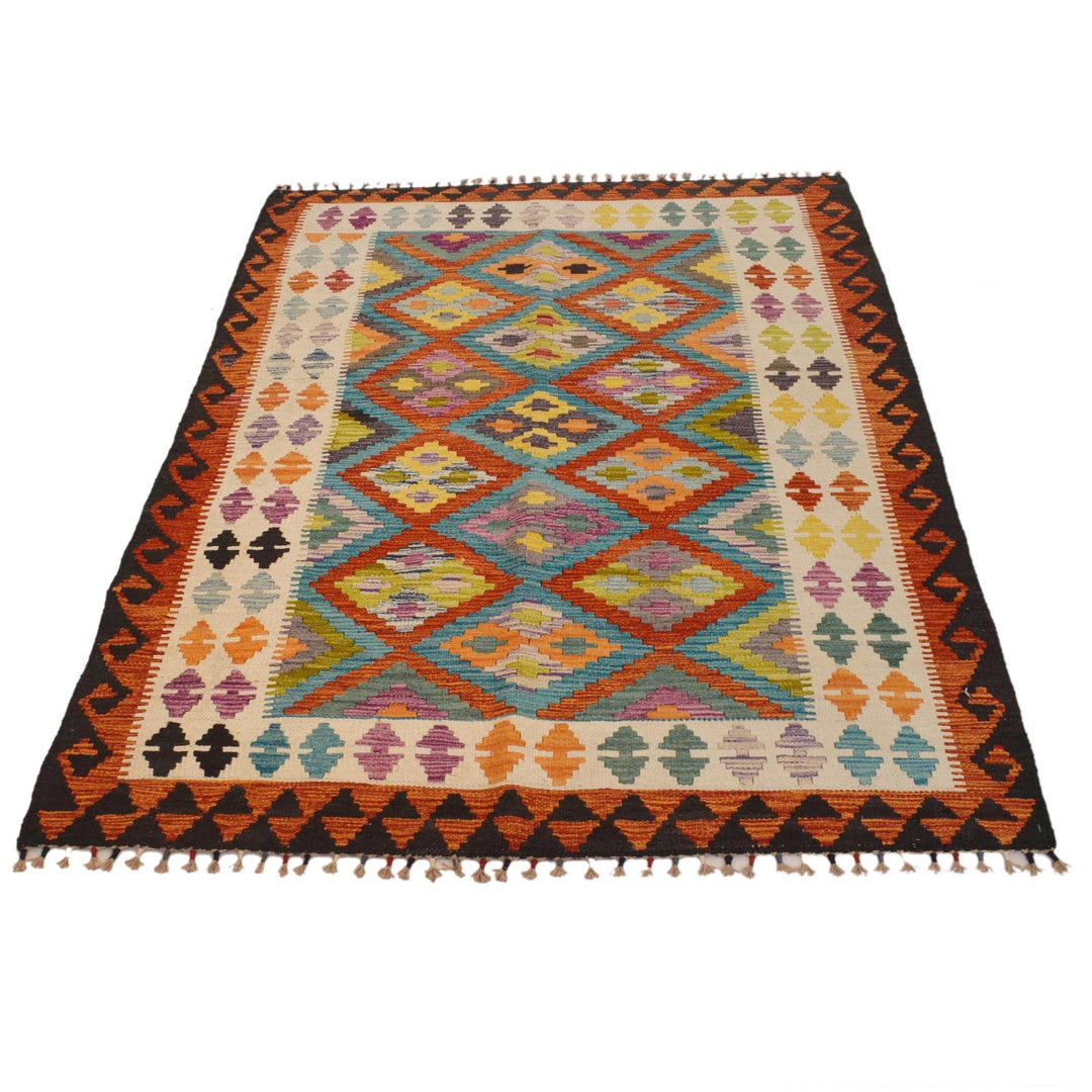 Handmade Afghan Vegetable Kilim 4' 0" x 5' 11" - No. AL54630