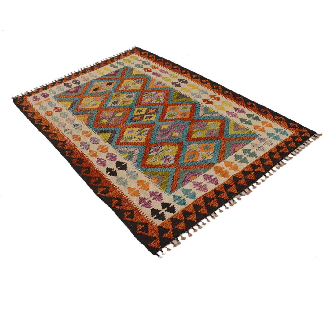 Handmade Afghan Vegetable Kilim 4' 0" x 5' 11" - No. AL54630