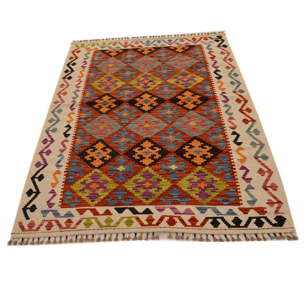 Handmade Afghan Vegetable Kilim 4' 0" x 5' 10" - No. AL29761