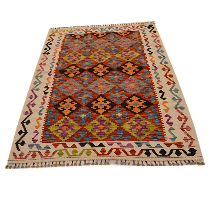 Handmade Afghan Vegetable Kilim 4' 0" x 5' 10" - No. AL29761