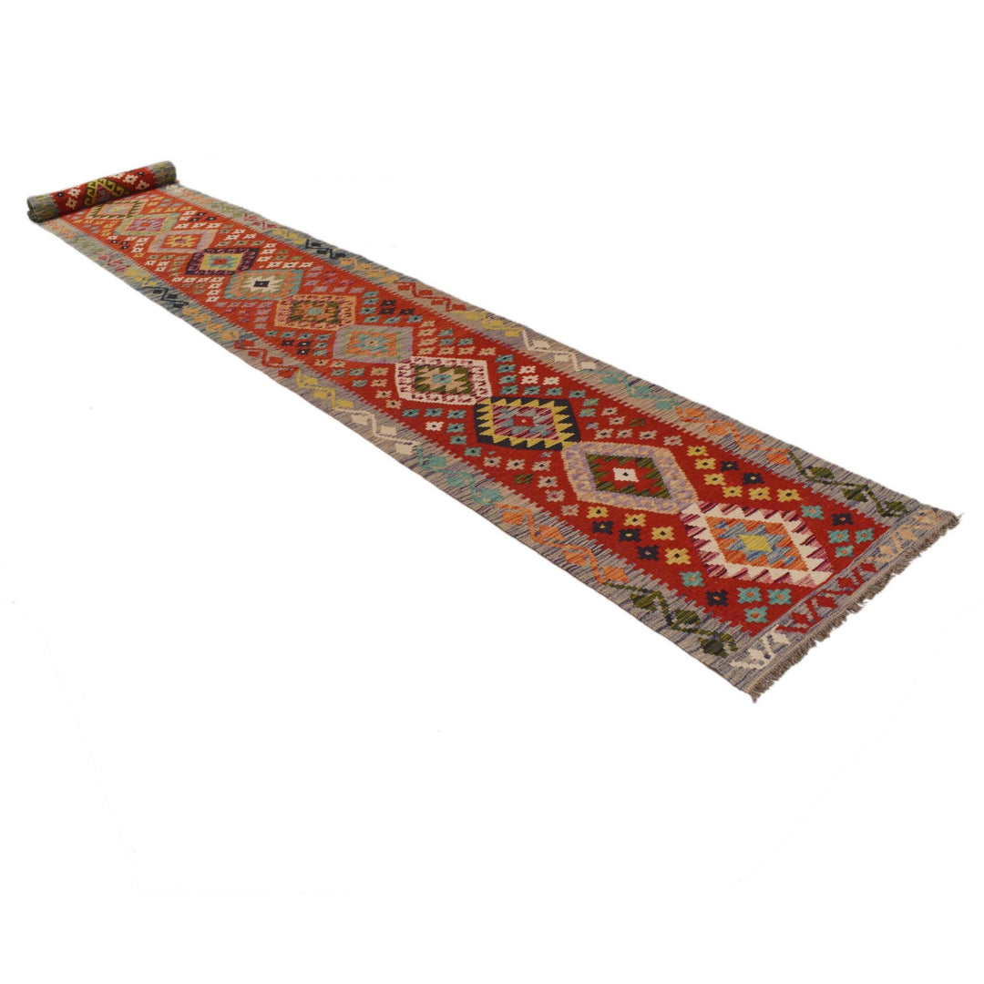 Handmade Afghan Vegetable Kilim Runner 2' 6" x 22' 0" - No. AL26885