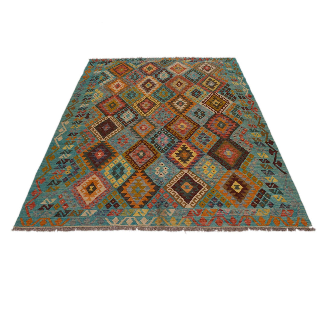 Hand Knotted Afghan Style Kilim 6' 1" x 7' 11" - No. AL25497