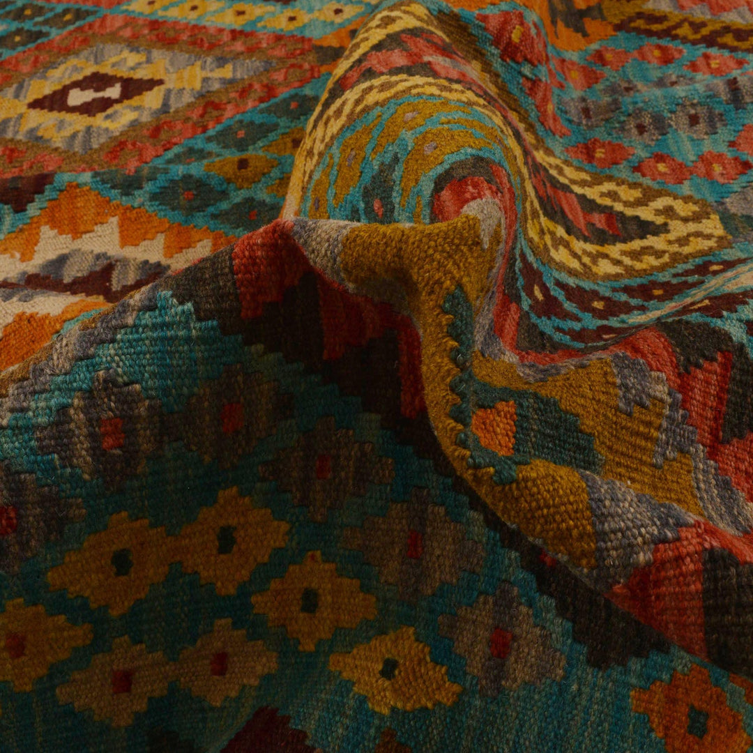 Hand Knotted Afghan Style Kilim 6' 1" x 7' 11" - No. AL25497