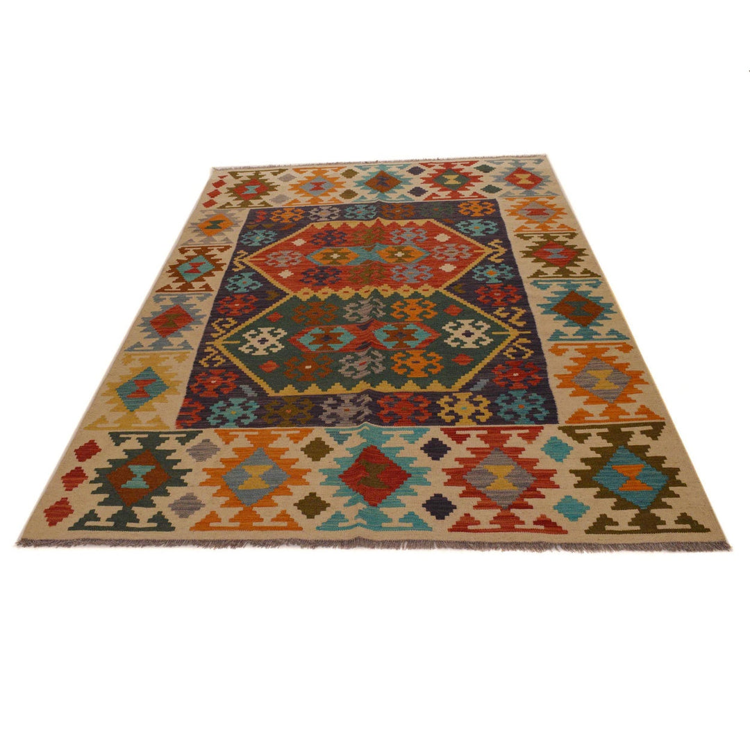 Hand Knotted Afghan Style Kilim 5' 10" x 8' 3" - No. AL54799
