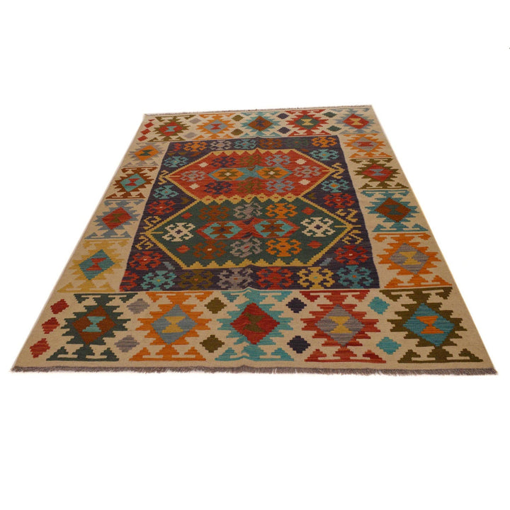 Hand Knotted Afghan Style Kilim 5' 10" x 8' 3" - No. AL54799