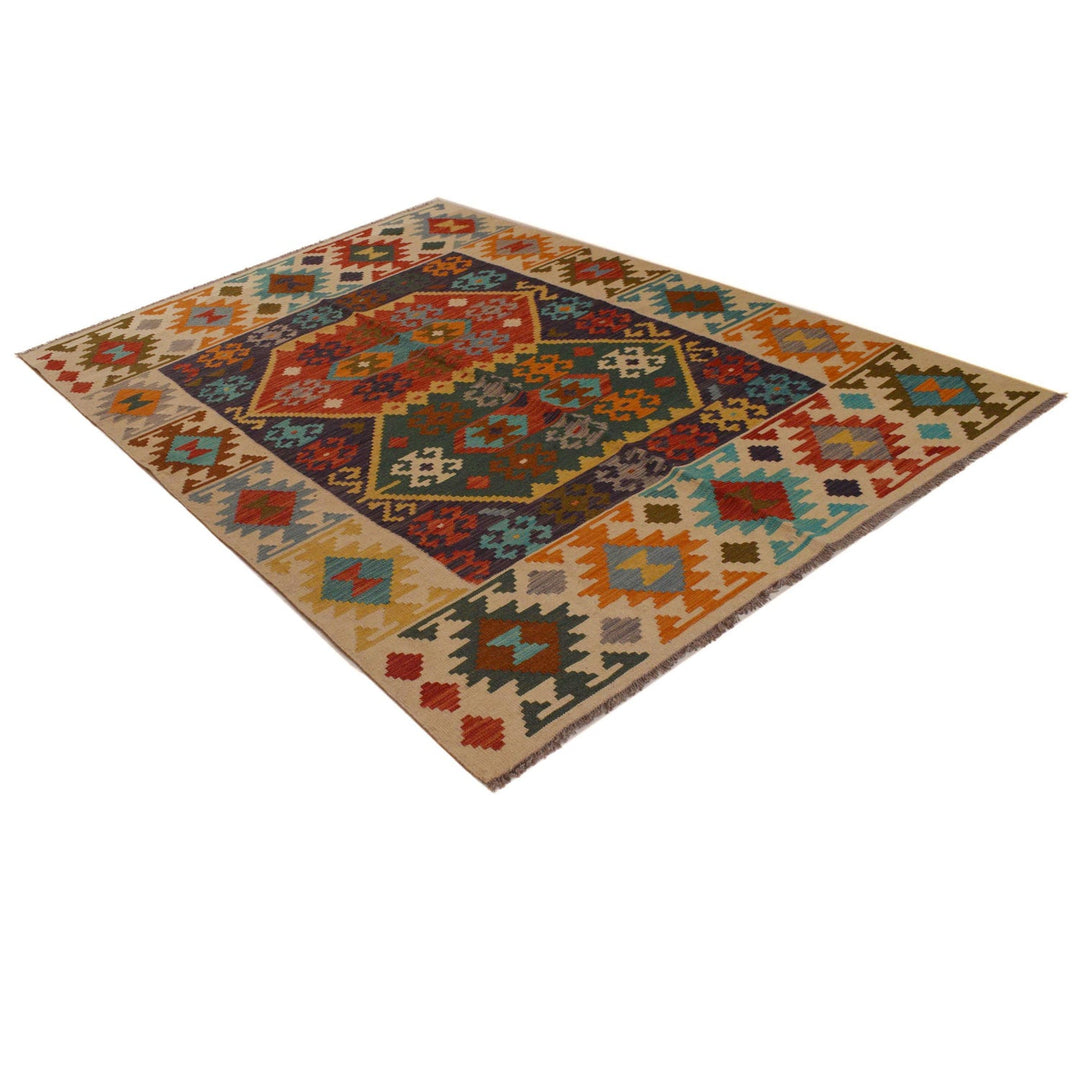 Hand Knotted Afghan Style Kilim 5' 10" x 8' 3" - No. AL54799