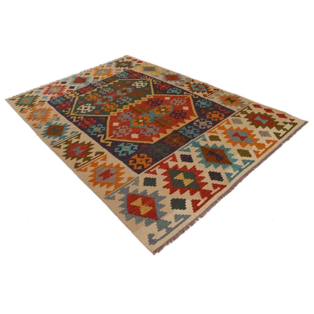 Hand Knotted Afghan Style Kilim 5' 10" x 8' 3" - No. AL54799