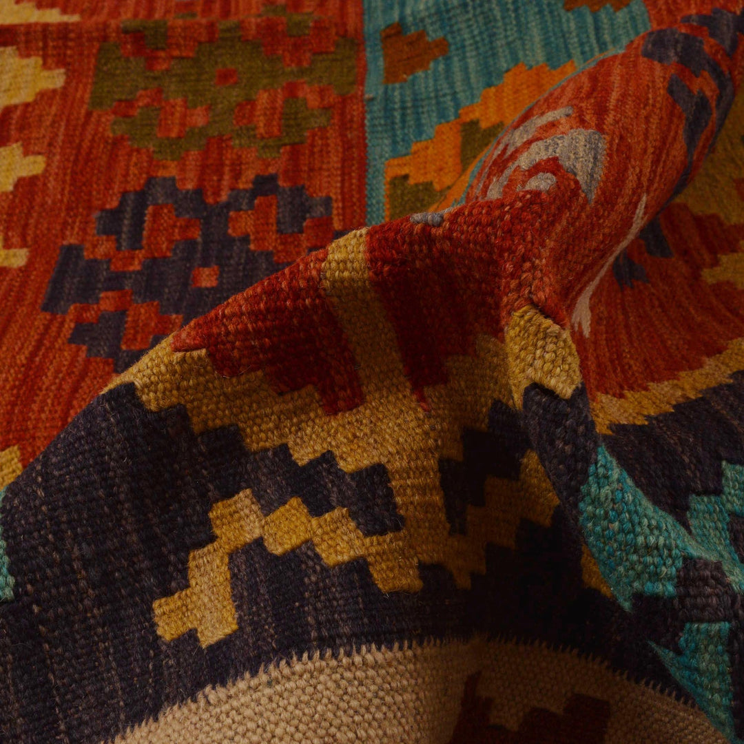 Hand Knotted Afghan Style Kilim 5' 10" x 8' 3" - No. AL54799