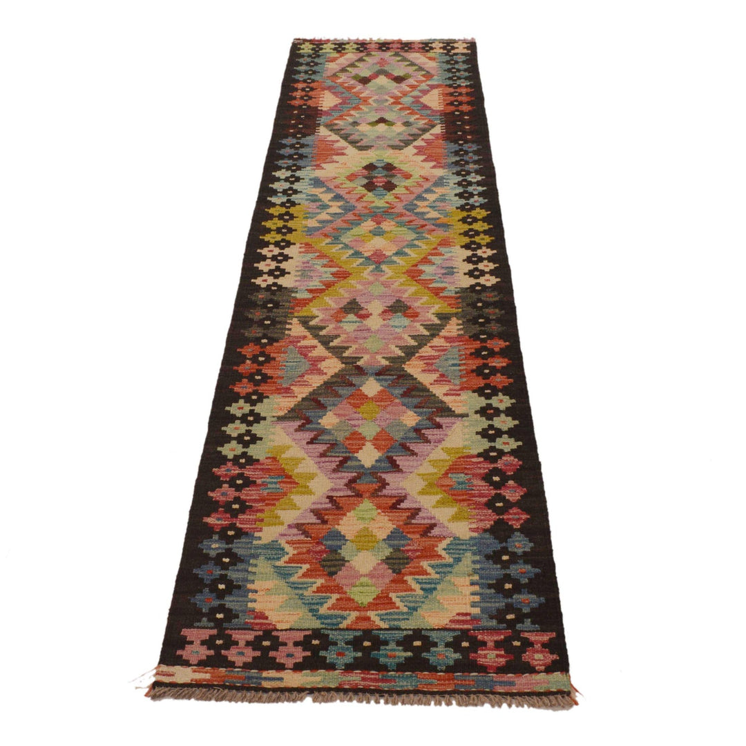 Hand Knotted Afghan Style Kilim Runner 1' 9" x 8' 0" - No. AL97892