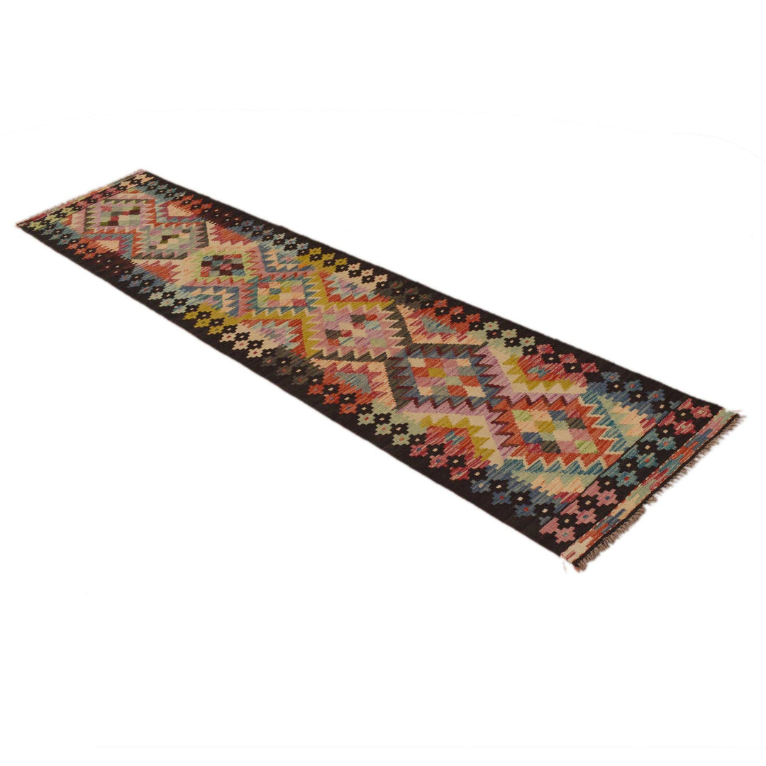 Hand Knotted Afghan Style Kilim Runner 1' 9" x 8' 0" - No. AL97892