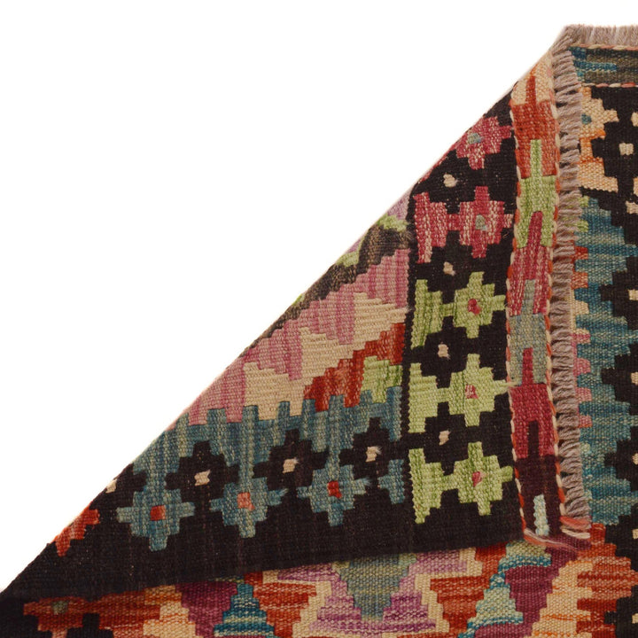 Hand Knotted Afghan Style Kilim Runner 1' 9" x 8' 0" - No. AL97892