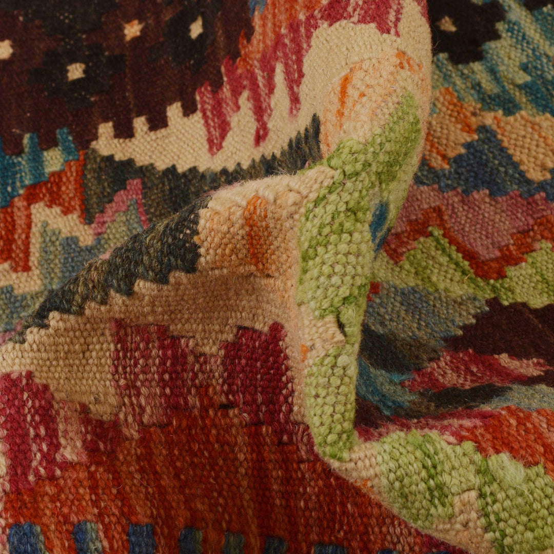 Hand Knotted Afghan Style Kilim Runner 1' 9" x 8' 0" - No. AL97892