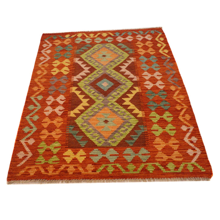 Hand Knotted Afghan Style Kilim 3' 5" x 4' 11" - No. AL42249