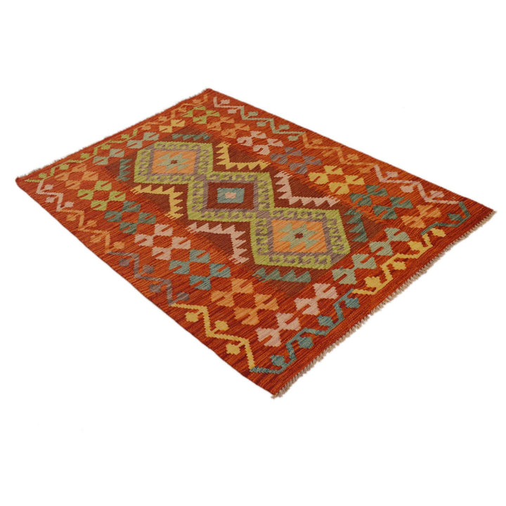 Hand Knotted Afghan Style Kilim 3' 5" x 4' 11" - No. AL42249