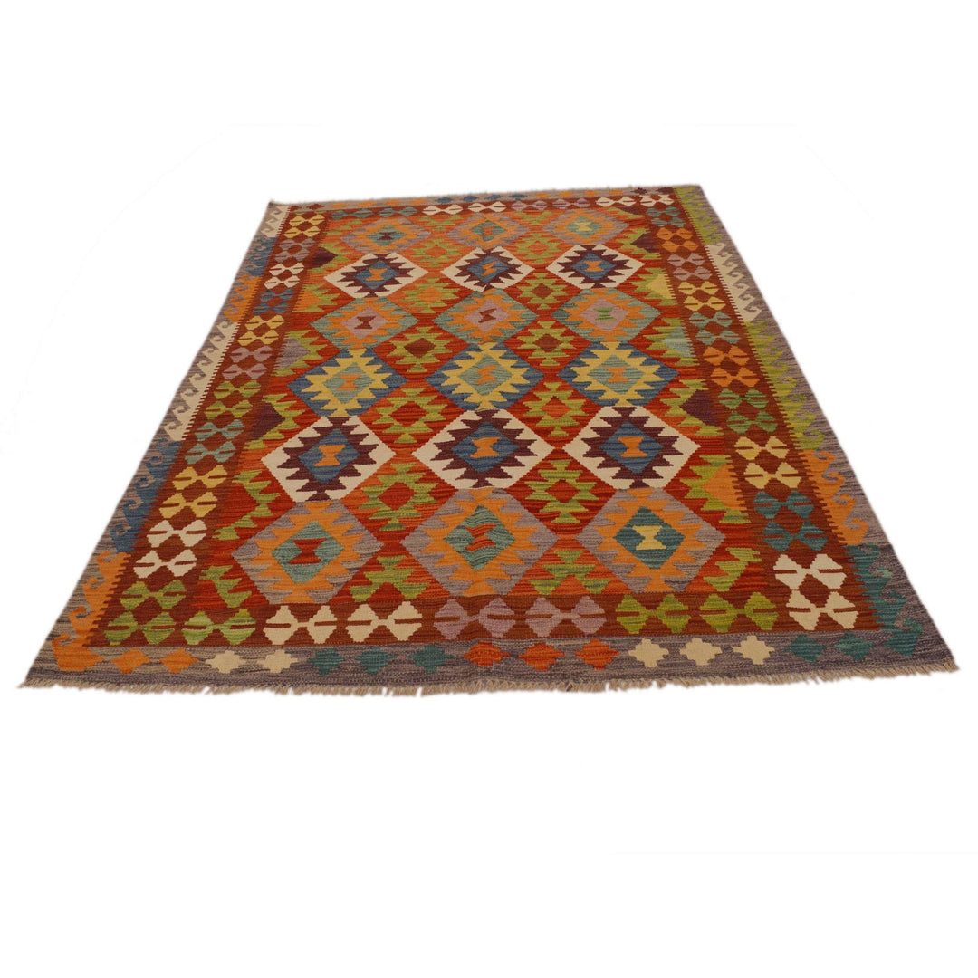 Handmade Turkish Design Wool Kilim 5' 6" x 8' 0" - No. AL13766