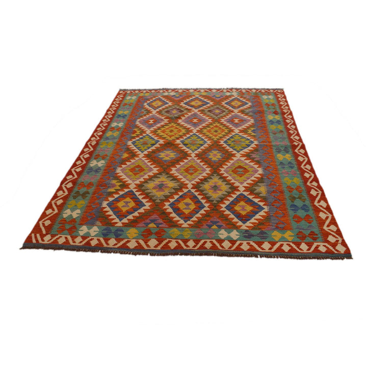 Hand Knotted Flatweave Kilim 5' 10" x 7' 8" - No. AL35575