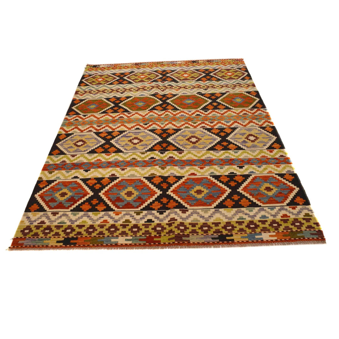 Hand Made Afghan Kilim 4' 10" x 7' 6" - No. AL36412