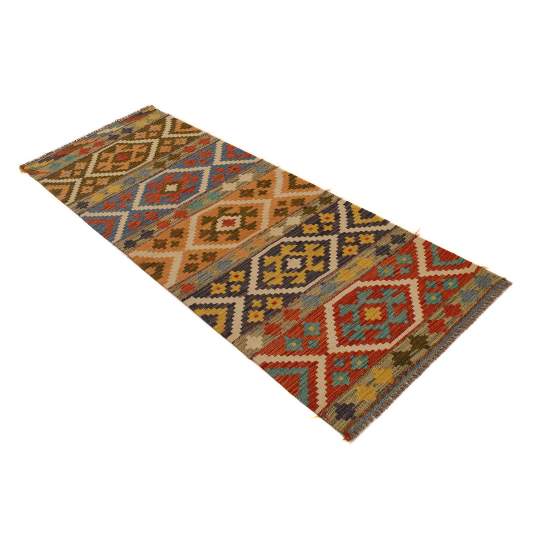 Colorful Flat-Weave Wool Kilim Runner 2' 3"x 6' 5" - No. AL96510