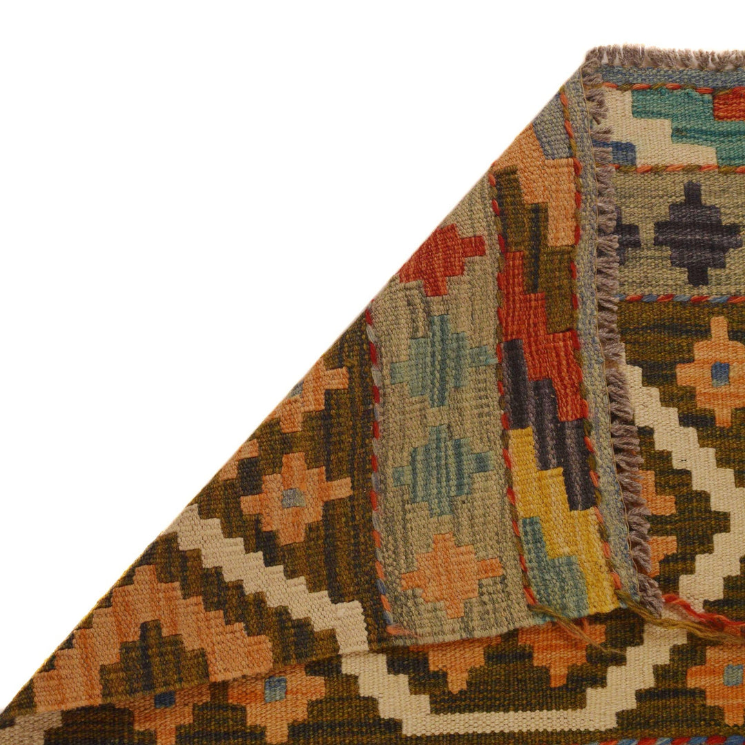 Colorful Flat-Weave Wool Kilim Runner 2' 3"x 6' 5" - No. AL96510
