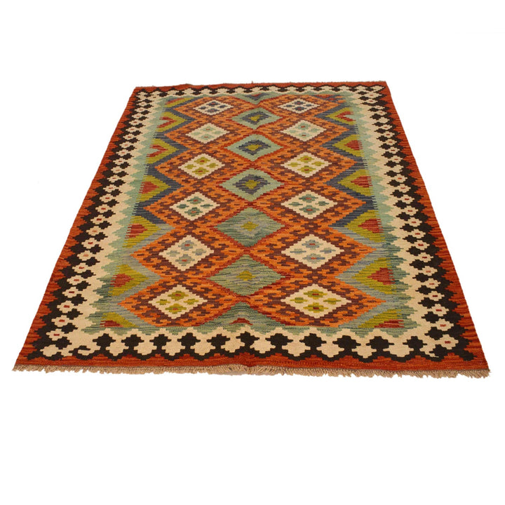 Hand Woven Wool Kelim 4' 6" x 6' 3" - No. AL90427