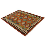 Hand Woven Wool Kelim 4' 6" x 6' 3" - No. AL90427