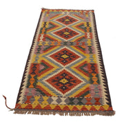 Hand Knotted Afghan Style Kilim Runner 2' 6"x 6' 6" - No. AL45194