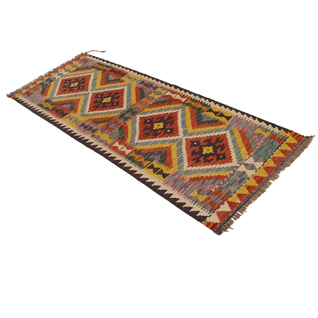 Hand Knotted Afghan Style Kilim Runner 2' 6"x 6' 6" - No. AL45194