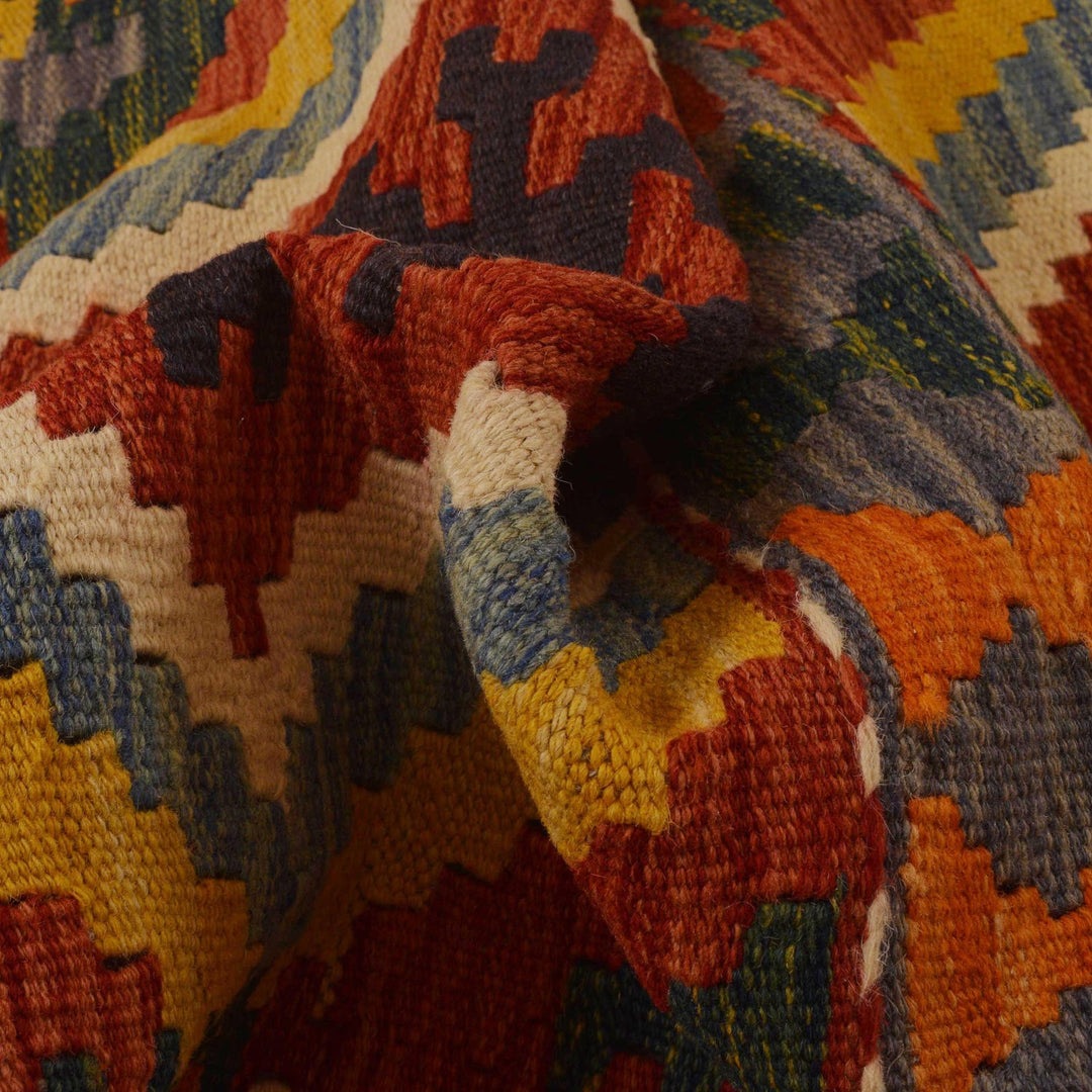 Hand Knotted Afghan Style Kilim Runner 2' 6"x 6' 6" - No. AL45194