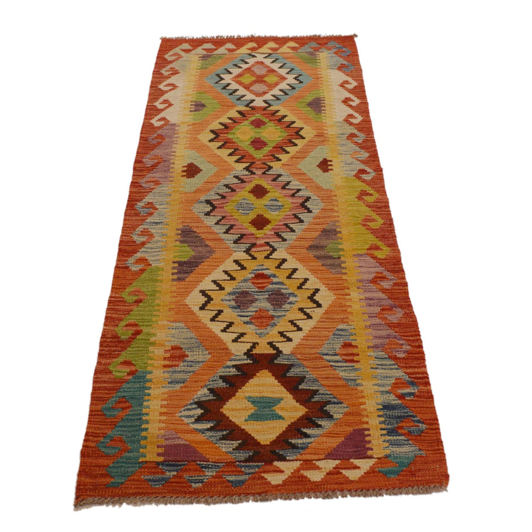 Hand Woven Wool Kelim Runner 2' 3"x 6' 7" - No. AL99864