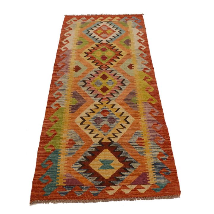 Hand Woven Wool Kelim Runner 2' 3"x 6' 7" - No. AL99864