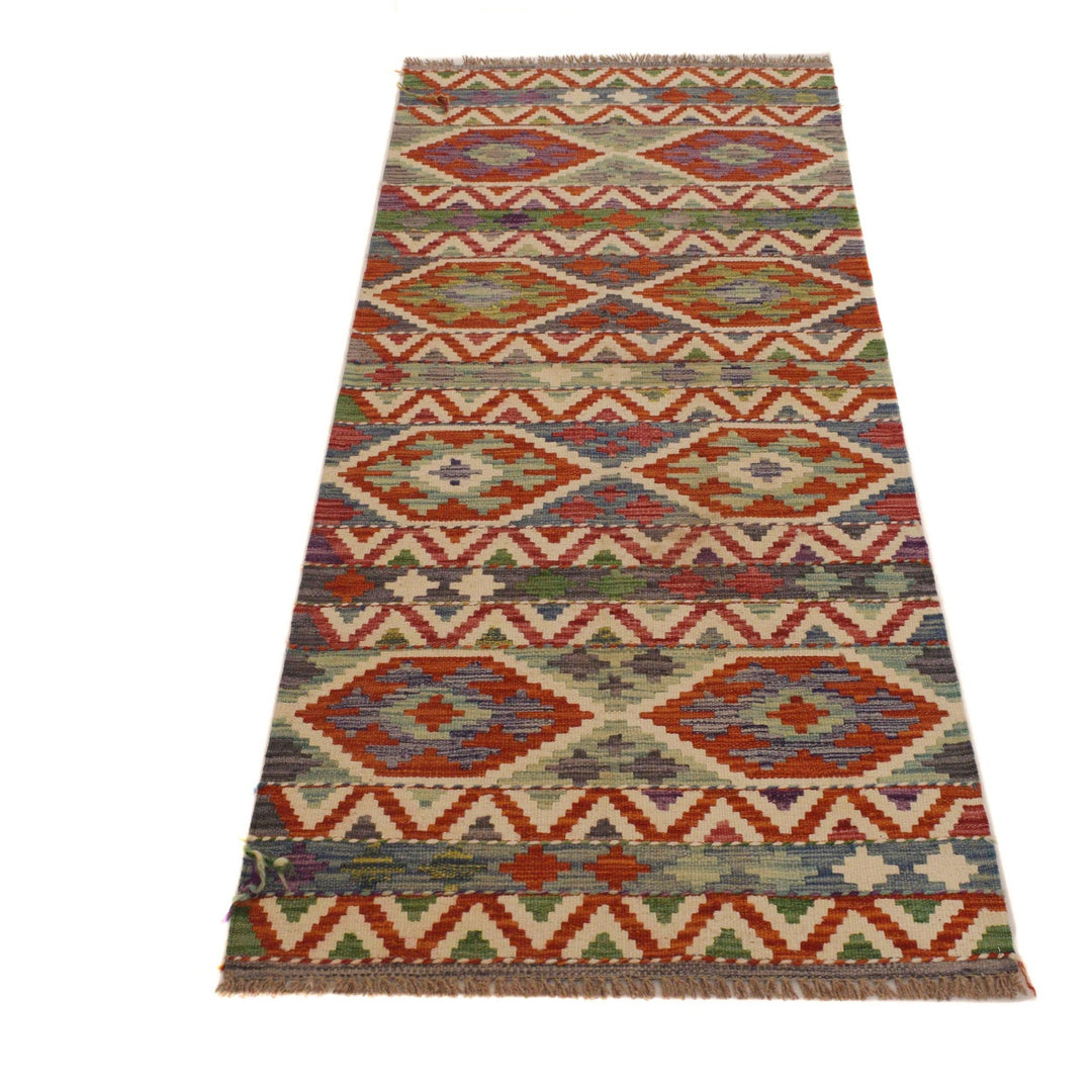 Handmade Turkish Design Wool Kilim Runner 2' 4"x 6' 5" - No. AL56956