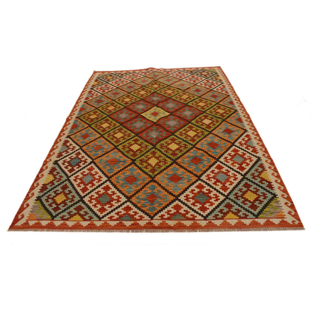 Colorful Flat-Weave Wool Kilim 5' 11" x 8' 8" - No. AL81585