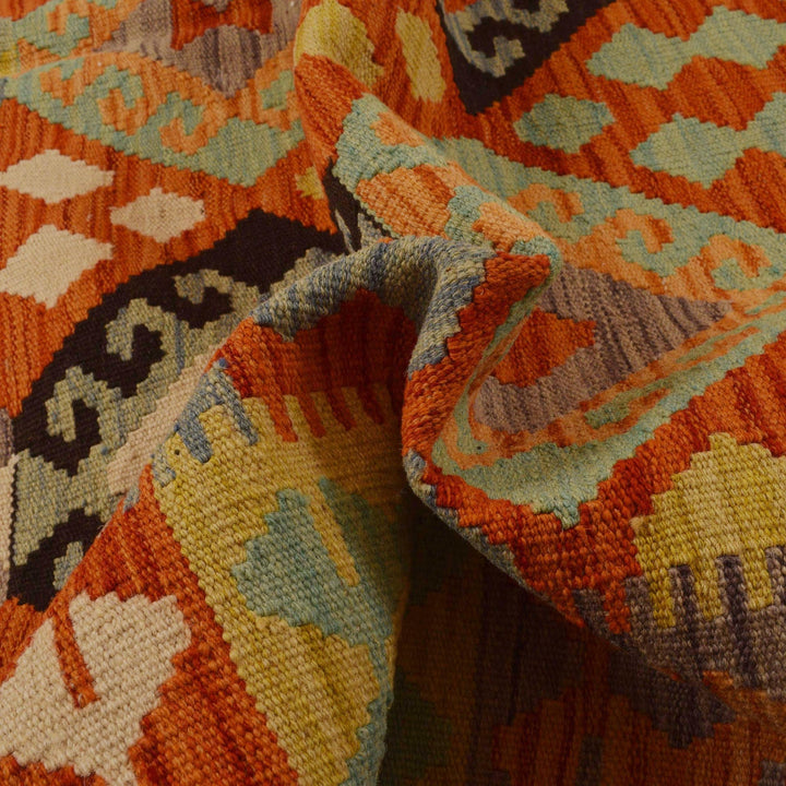 Colorful Flat-Weave Wool Kilim 5' 10" x 8' 2" - No. AL70122
