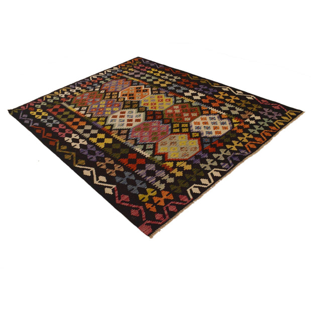 Colorful Flat-Weave Wool Kilim 5' 2" x 6' 7" - No. AL81861