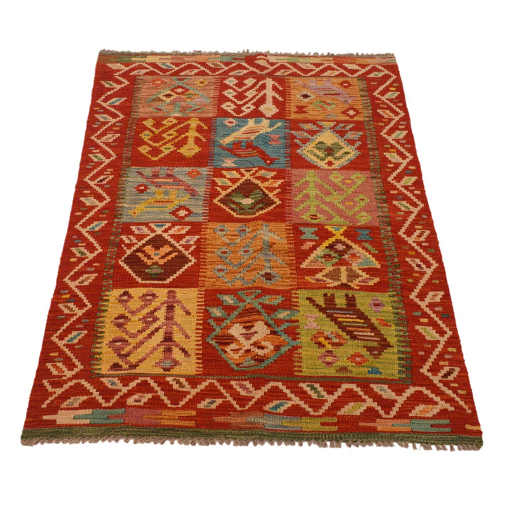 Colorful Flat-Weave Wool Kilim 3' 0" x 4' 10" - No. AL99102