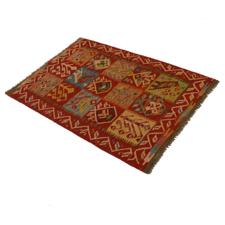 Colorful Flat-Weave Wool Kilim 3' 0" x 4' 10" - No. AL99102