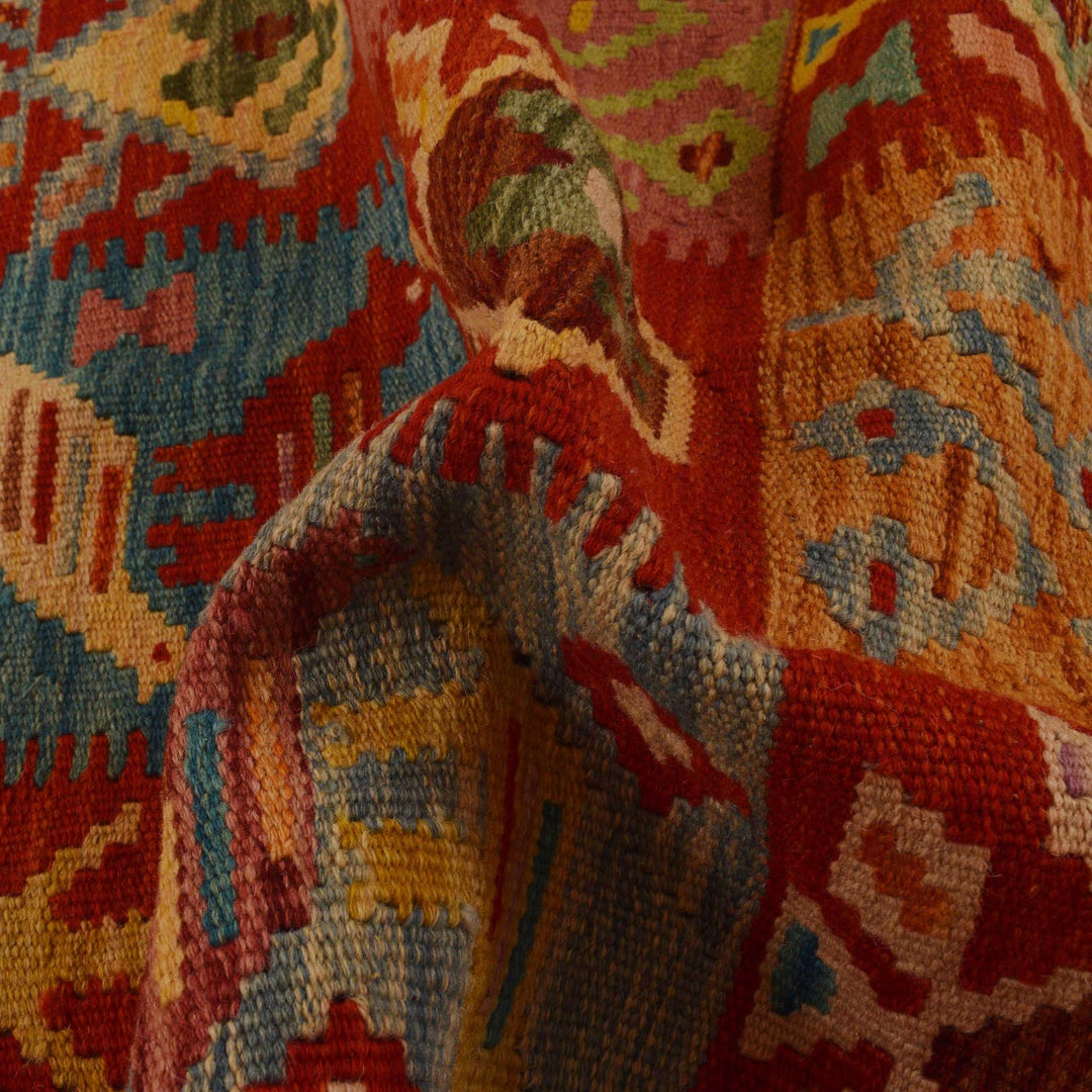 Colorful Flat-Weave Wool Kilim 3' 0" x 4' 10" - No. AL99102