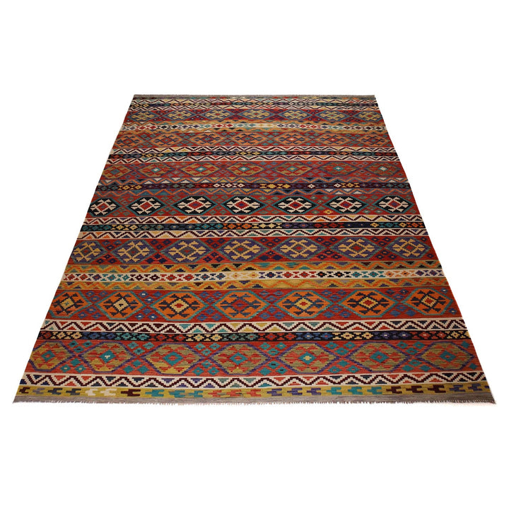 Hand Knotted Afghan Style Kilim 9' 7" x 12' 8" - No. AL88045