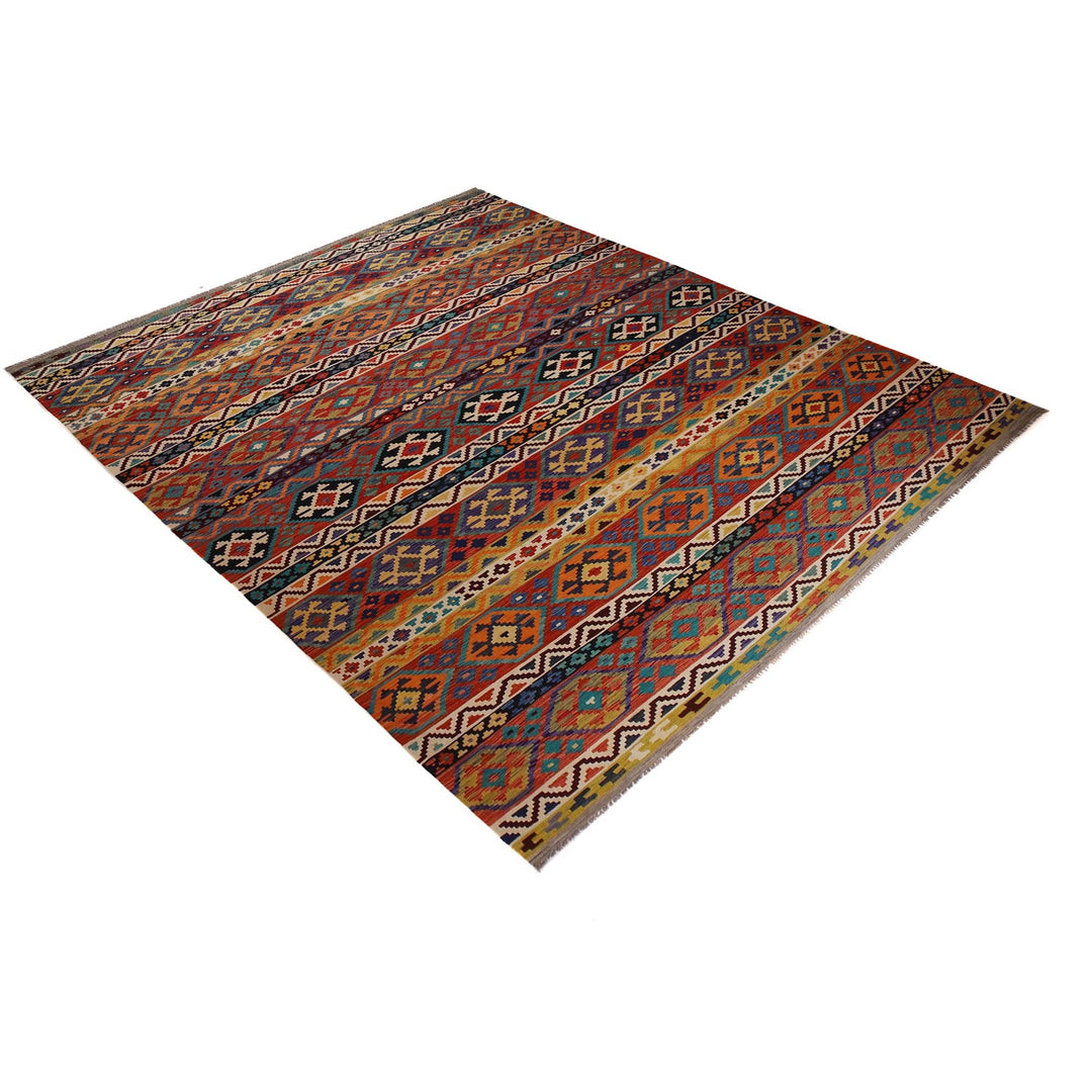 Hand Knotted Afghan Style Kilim 9' 7" x 12' 8" - No. AL88045
