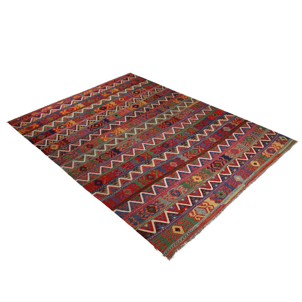Colorful Flat-Weave Wool Kilim 9' 8" x 12' 9" - No. AL38371