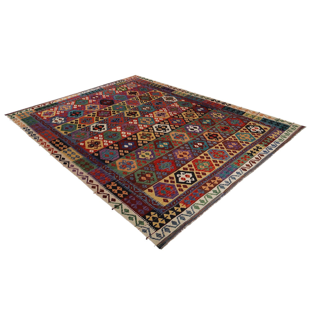 Hand Knotted Afghan Style Kilim 9' 10" x 13' 1" - No. AL41024