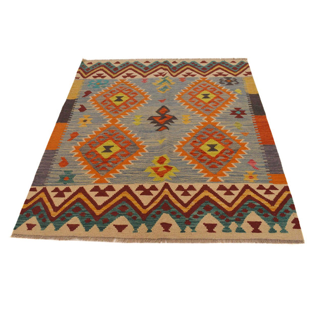 Handmade Turkish Design Wool Kilim 4' 3" x 5' 7" - No. AL66350