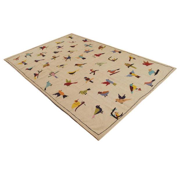 Hand Knotted Embroidery Kelim 6' 6" x 9' 9" - No. AL33728