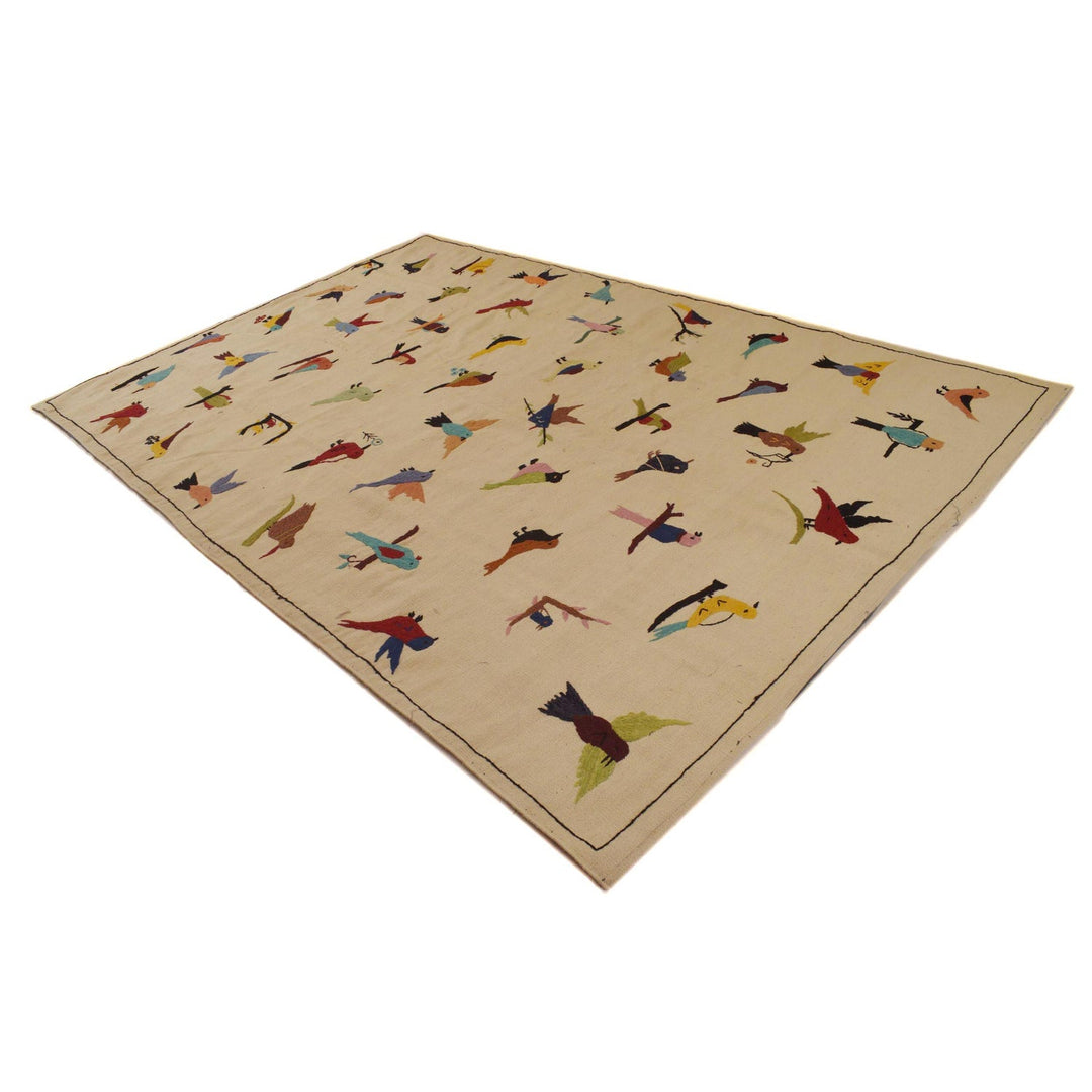 Hand Knotted Embroidery Kelim 6' 6" x 9' 9" - No. AL33728