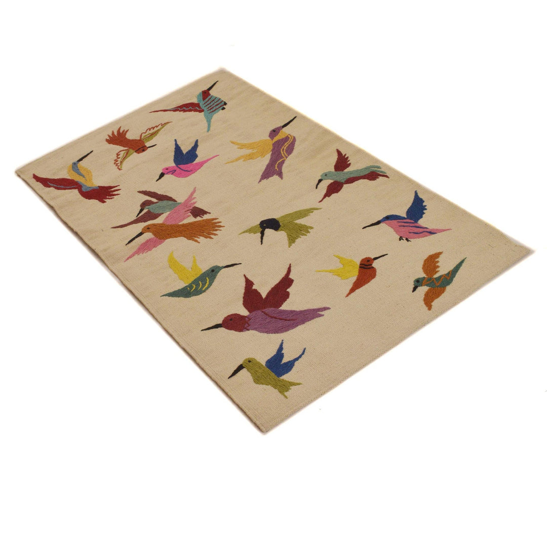 Beige Color Embroidery Flat Weave Kilim 2' 5" x 4' 0" - No. AL12073