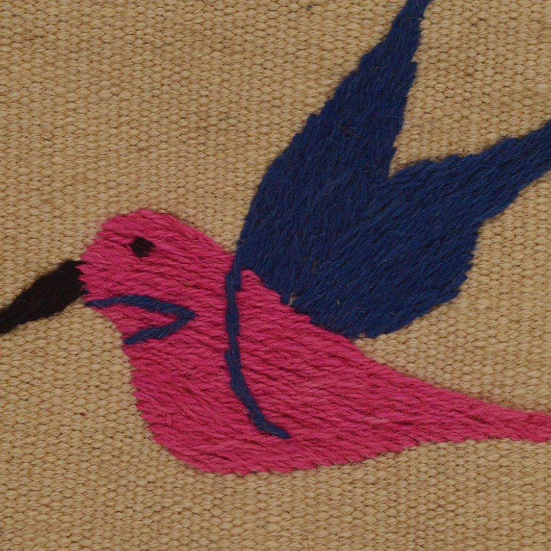 Beige Color Embroidery Flat Weave Kilim 2' 5" x 4' 0" - No. AL12073