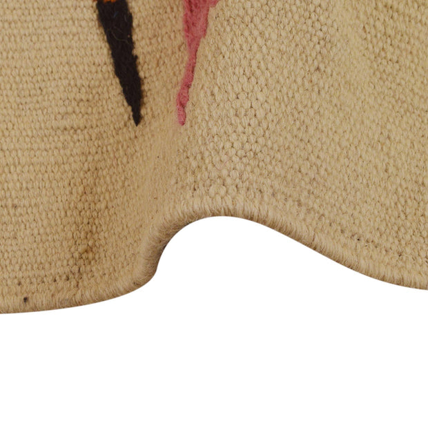 Beige Color Embroidery Flat Weave Kilim 2' 5" x 4' 0" - No. AL12073