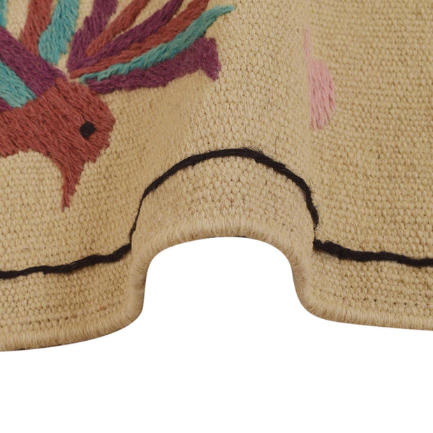 Beige Embroidery Flat Weave Kilim 2' 5" x 4' 0" - No. AL22632