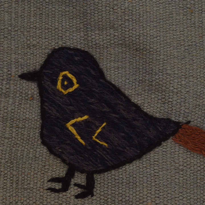 Gray Color Embroidery Flat Weave Kilim 3' 11" x 5' 9" - No. AL66633